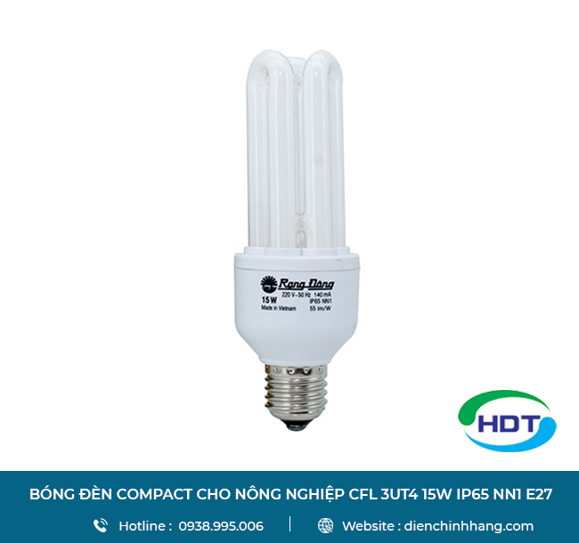 Bóng đèn Compact cho nông nghiệp CFL 3UT4 15W IP65 NN1 E2