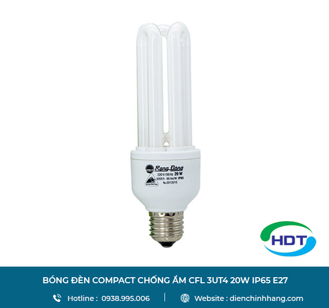 Bóng đèn Compact chống ẩm CFL 3UT4 20W IP65 E27