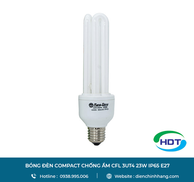 Bóng đèn Compact chống ẩm CFL 3UT4 23W IP65 E27