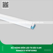 Bộ máng đèn LED T8 thủy tinh bọc nhựa dài 0.6m Nanoco NT8F109N3 ánh sáng vàng
