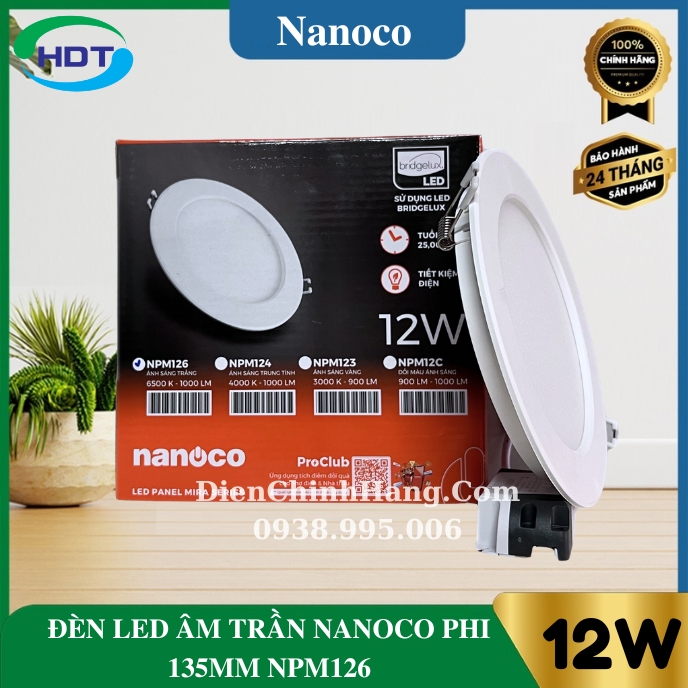 Đèn LED âm trần Nanoco 12W NPM123/ NPM124/ NPM126