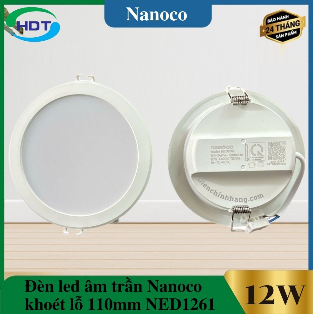 Đèn LED âm trần Nanoco 12W dòng ECO NED1261/ NED1241/ NED1231