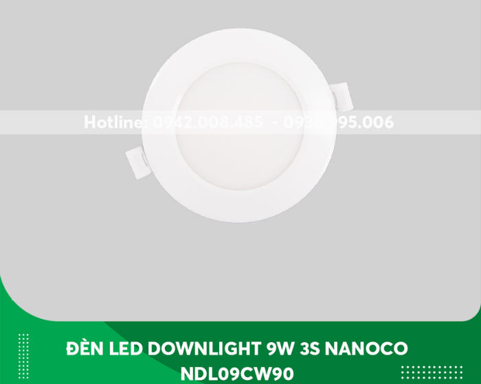 Đèn Led âm trần Nanoco 3S viền trắng ánh sáng đổi màu 9W NDL09CW90