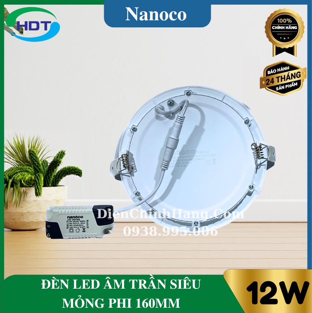 Đèn LED âm trần Nanoco 12W đổi màu NSD12C1