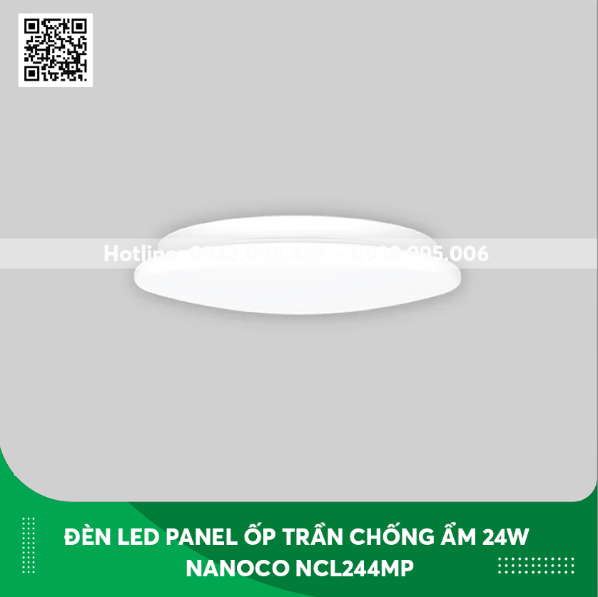Đèn Led Panel Ốp Trần Chống Ẩm 24W Nanoco NCL244MP ánh sáng trung tính