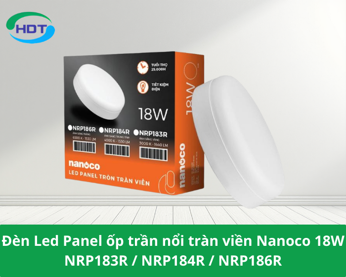 Đèn Led Panel ốp trần nổi tràn viền Nanoco 18W NRP183R / NRP184R / NRP186R