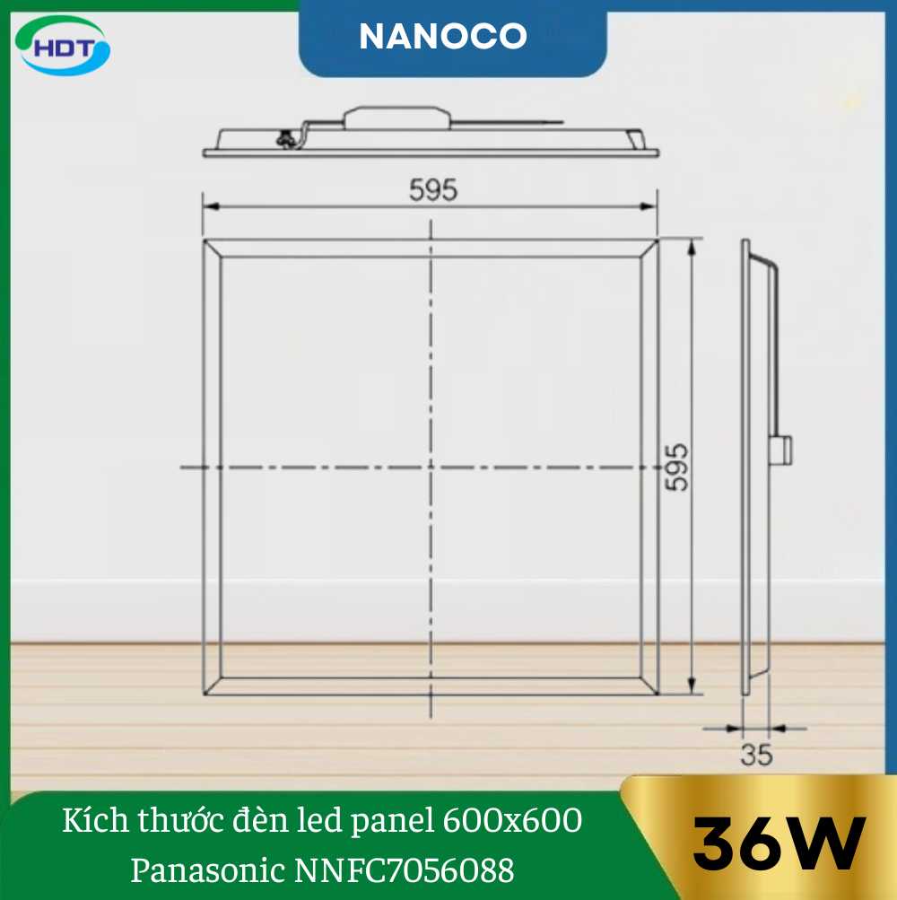 kích thước đèn led panel 600x600 Panasonic 36w NNFC7056088, NNFC7055088