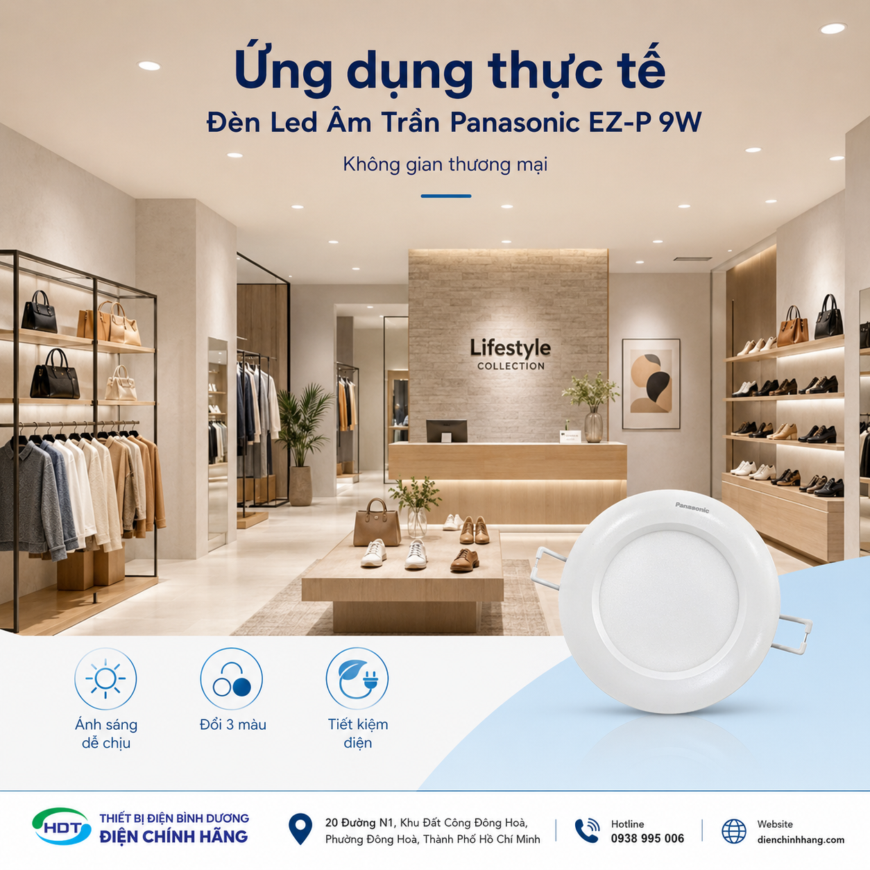 Đèn Led Âm Trần Panasonic EZ-P 9W Đổi Màu Phi 110 NNV71351WE1A