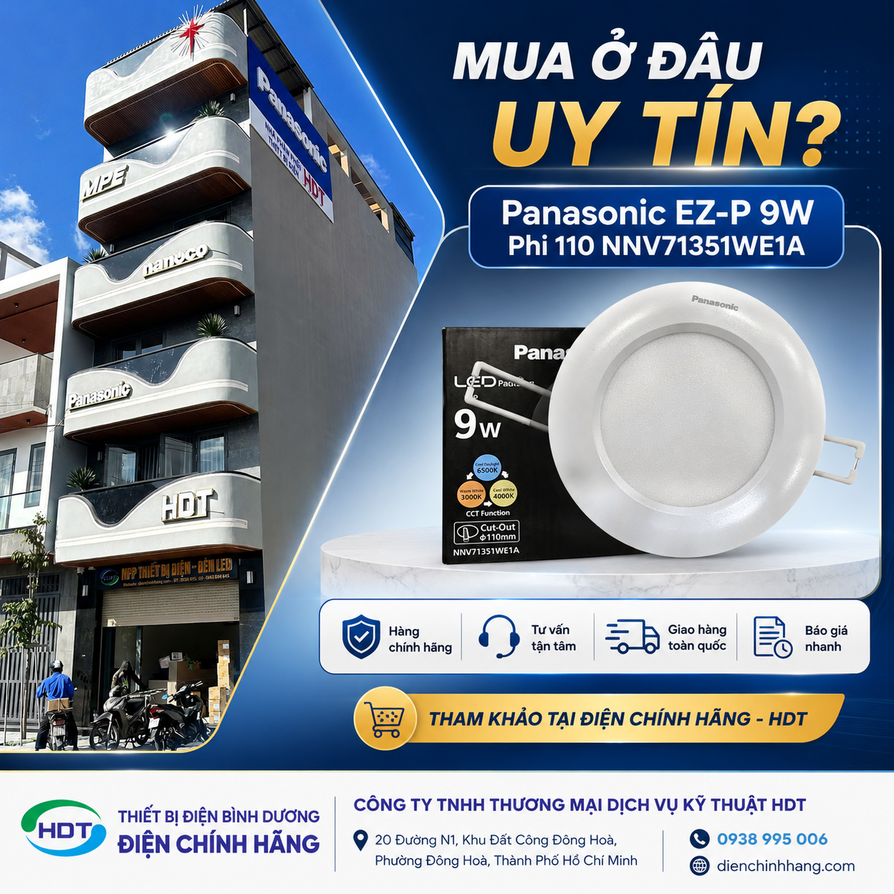 Đèn Led Âm Trần Panasonic EZ-P 9W Đổi Màu Phi 110 NNV71351WE1A