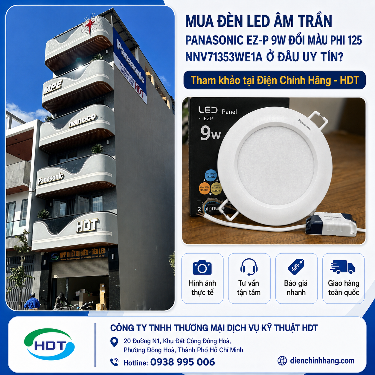 Đèn Led Âm Trần Panasonic EZ-P 9W Đổi Màu Phi 125 NNV71353WE1A