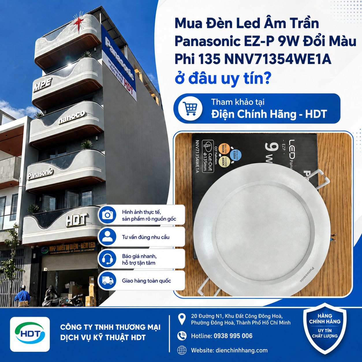 Đèn Led Âm Trần Panasonic EZ-P 9W Đổi Màu Phi 135 NNV71354WE1A