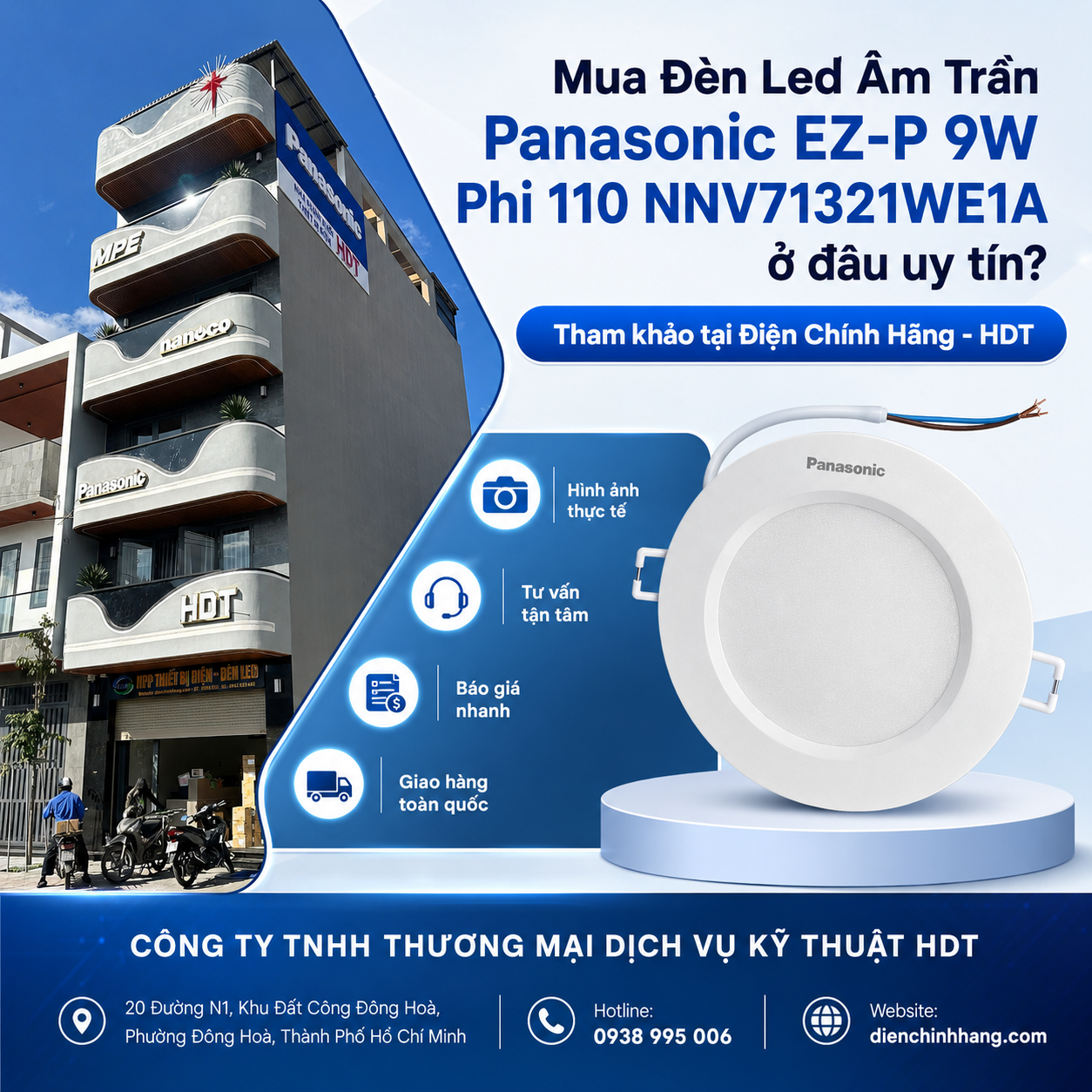 Đèn Led Âm Trần Panasonic EZ-P 9W Phi 110 NNV71321WE1A