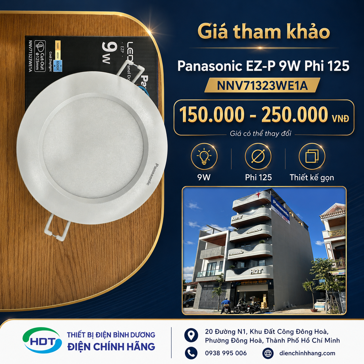 Đèn Led Âm Trần Panasonic EZ-P 9W Phi 125 NNV71323WE1A