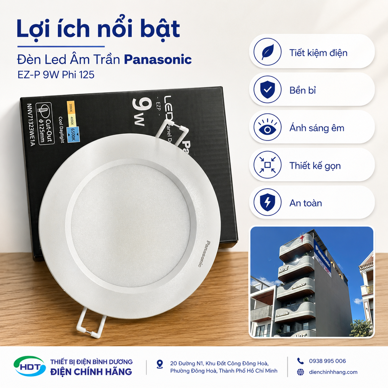 Đèn Led Âm Trần Panasonic EZ-P 9W Phi 125 NNV71323WE1A
