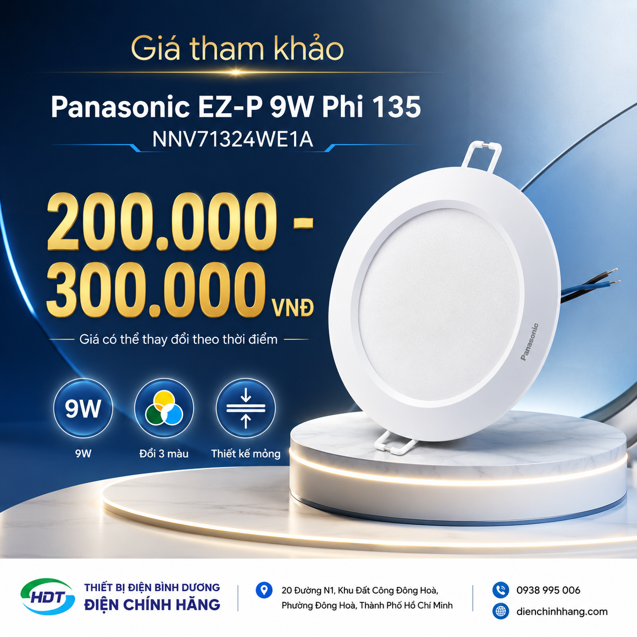 Đèn Led Âm Trần Panasonic EZ-P 9W Phi 135 NNV71324WE1A