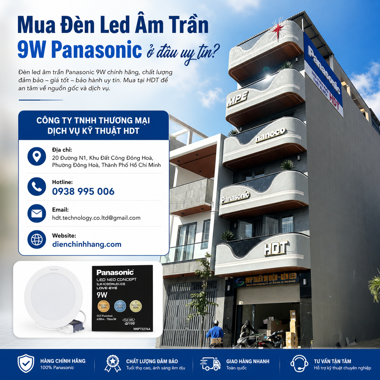 Đèn Led Âm Trần Panasonic Neo Slim 9W Đổi Màu Phi 100 NNP72276A