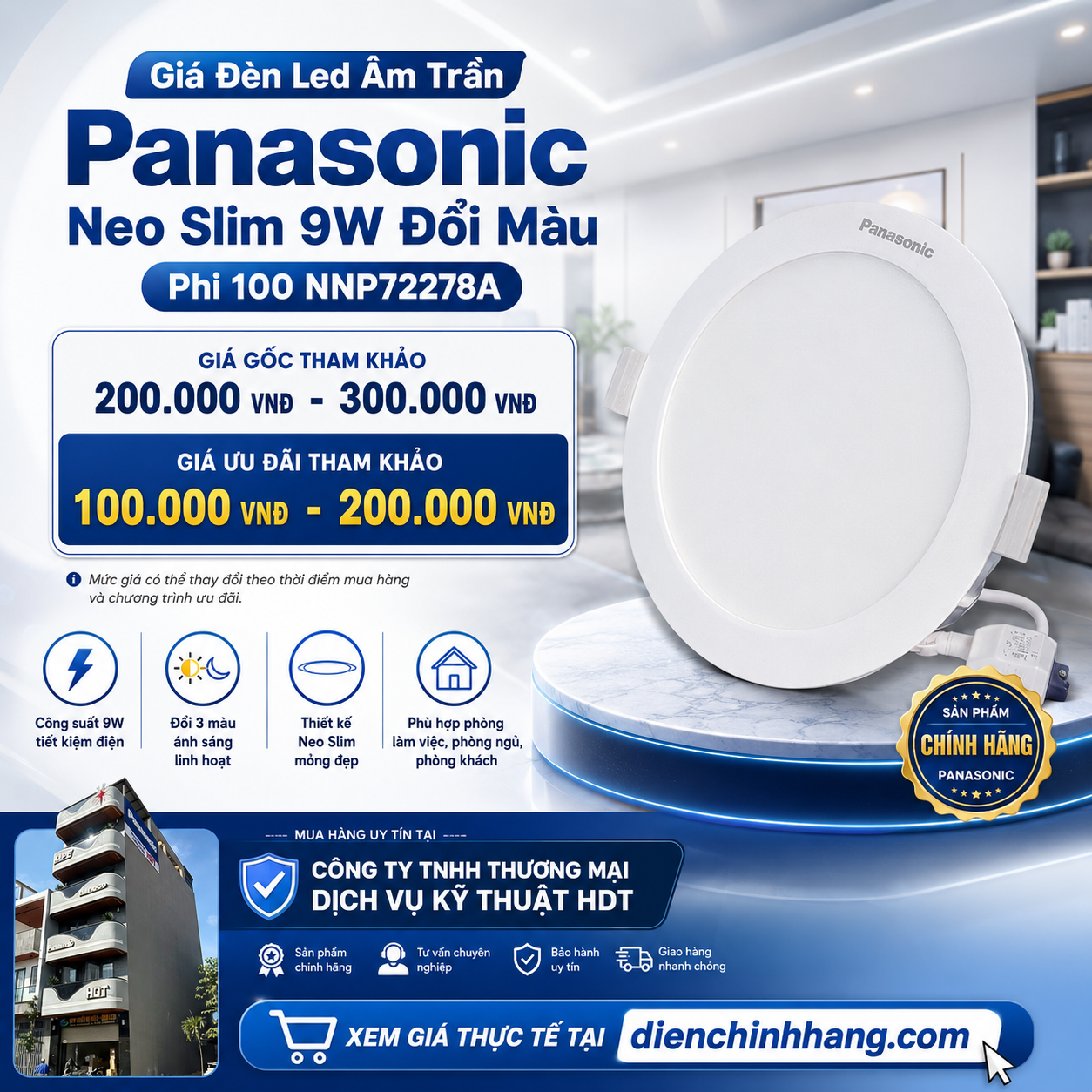 Đèn Led Âm Trần Panasonic Neo Slim 9W Phi 100 NNP72278A