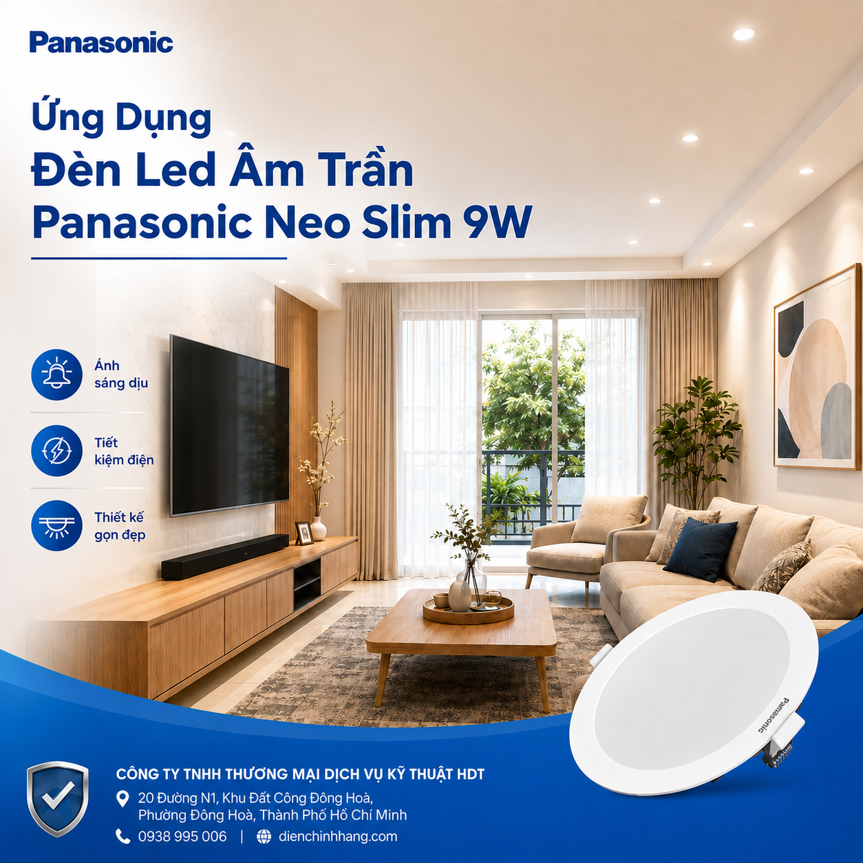 Đèn Led Âm Trần Panasonic Neo Slim 9W Phi 90 NNP72378A