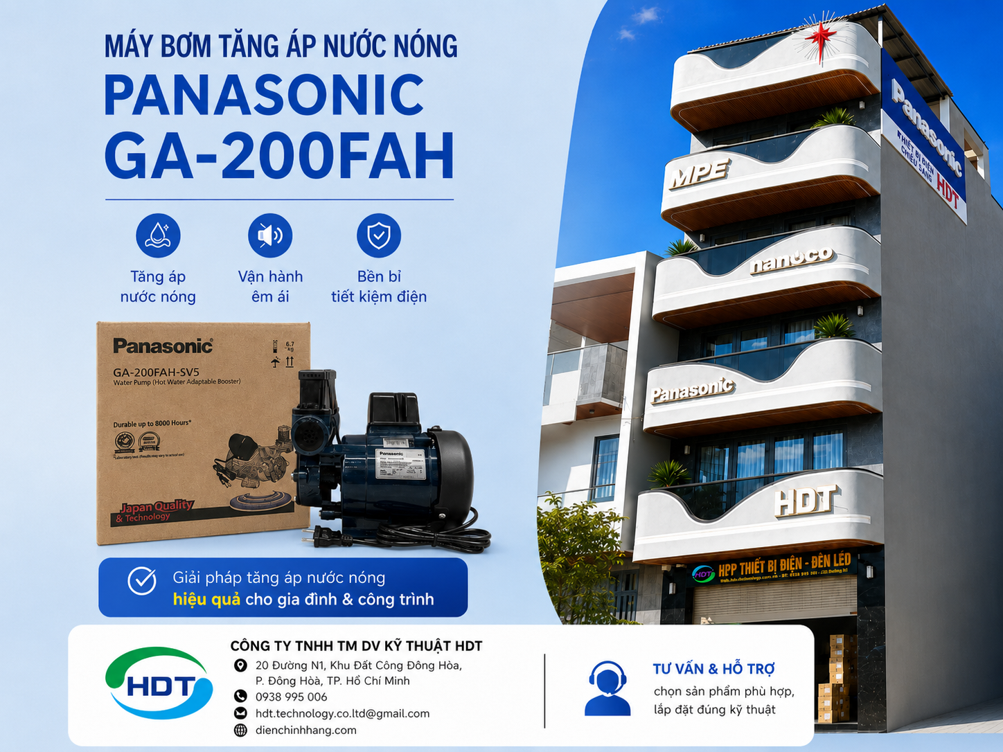 Máy Bơm Tăng Áp Nước Nóng Panasonic GA-200FAH