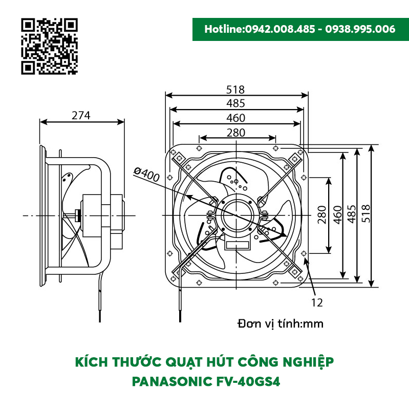 Quạt hút công nghiệp Panasonic FV-40GS4