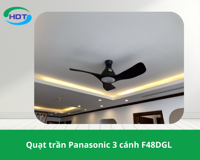 Quạt trần Panasonic 3 cánh F48DGL điều khiển từ xa bằng điện thoại và có đèn led