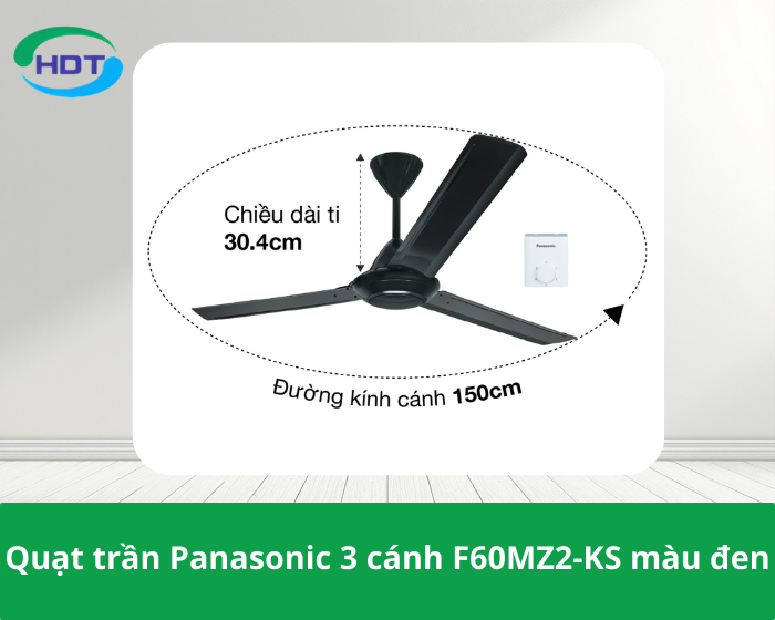 Quạt trần Panasonic 3 cánh F60MZ2-KS màu đen