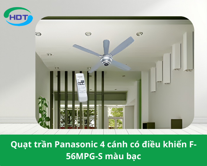 Quạt trần Panasonic 4 cánh có điều khiển F-56MPG-S màu bạc