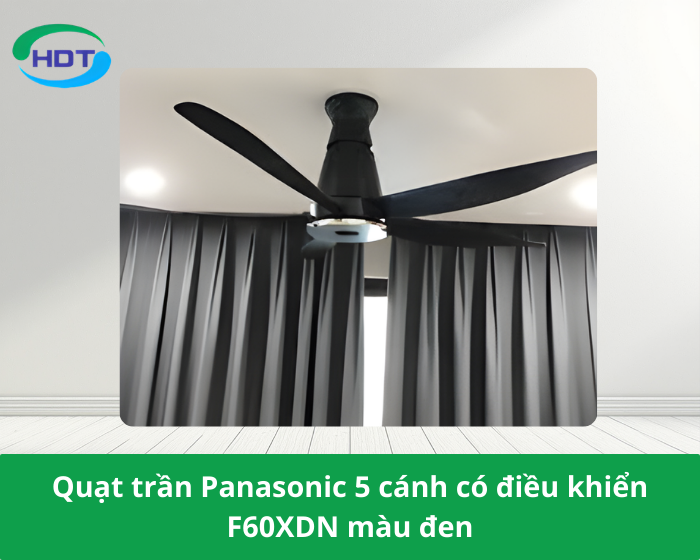 Quạt trần Panasonic 5 cánh có điều khiển F60XDN màu đen