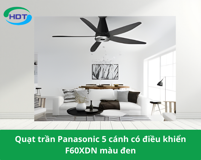 Quạt trần Panasonic 5 cánh có điều khiển F60XDN màu đen