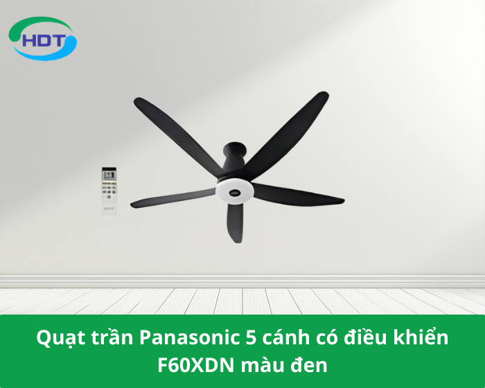 Quạt trần Panasonic 5 cánh có điều khiển F60XDN màu đen