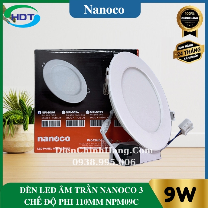 Đèn âm trần siêu mỏng đổi màu Nanoco 9W NPM09C