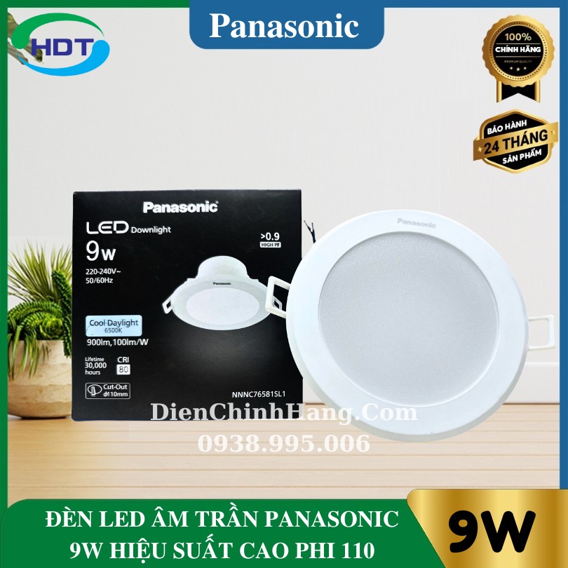 Đèn LED âm trần Panasonic 9W hiệu suất cao 900lm