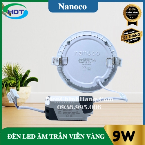 Đèn LED âm trần siêu mỏng Nanoco viền vàng 9W NSD093G110/ NSD094G110/ NSD096G110