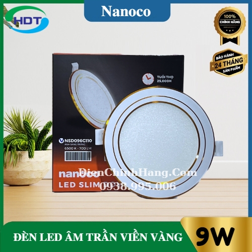 Đèn LED âm trần siêu mỏng Nanoco viền vàng 9W NSD093G110/ NSD094G110/ NSD096G110