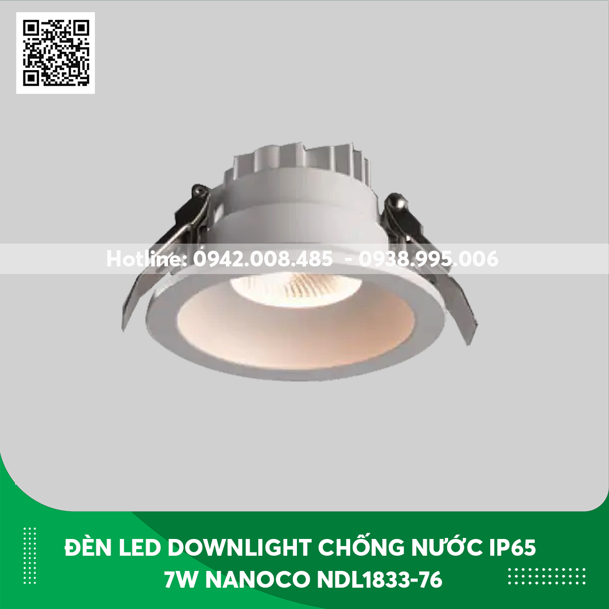Đèn Led Downlight chống nước IP65 7w Nanoco NDL1833-76 ánh sáng trắng