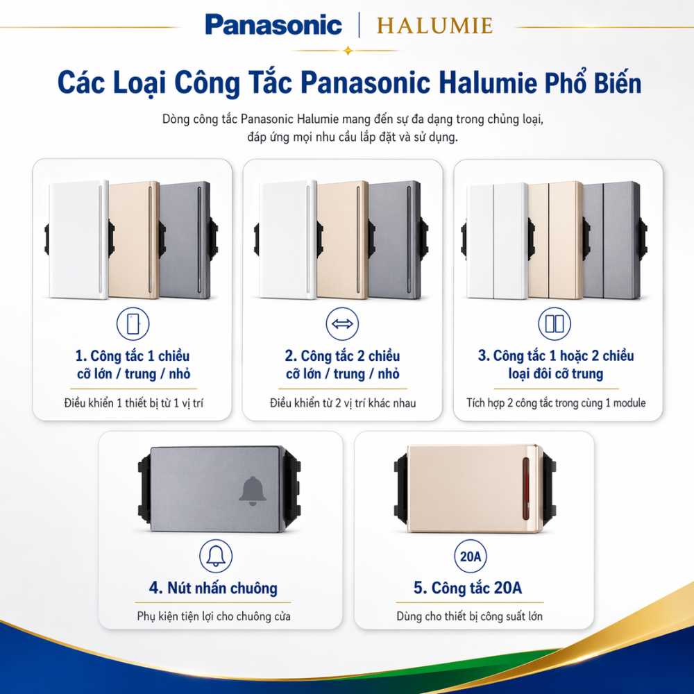 Các Loại Công Tắc Panasonic Halumie