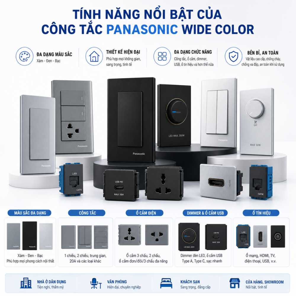 Công tắc Panasonic Wide color