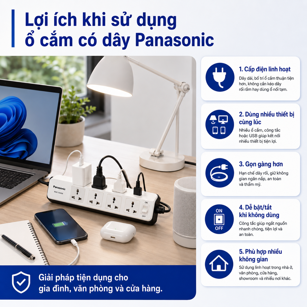 Ổ Cắm Có Dây Panasonic | Ổ Cắm Kéo Dài Panasonic