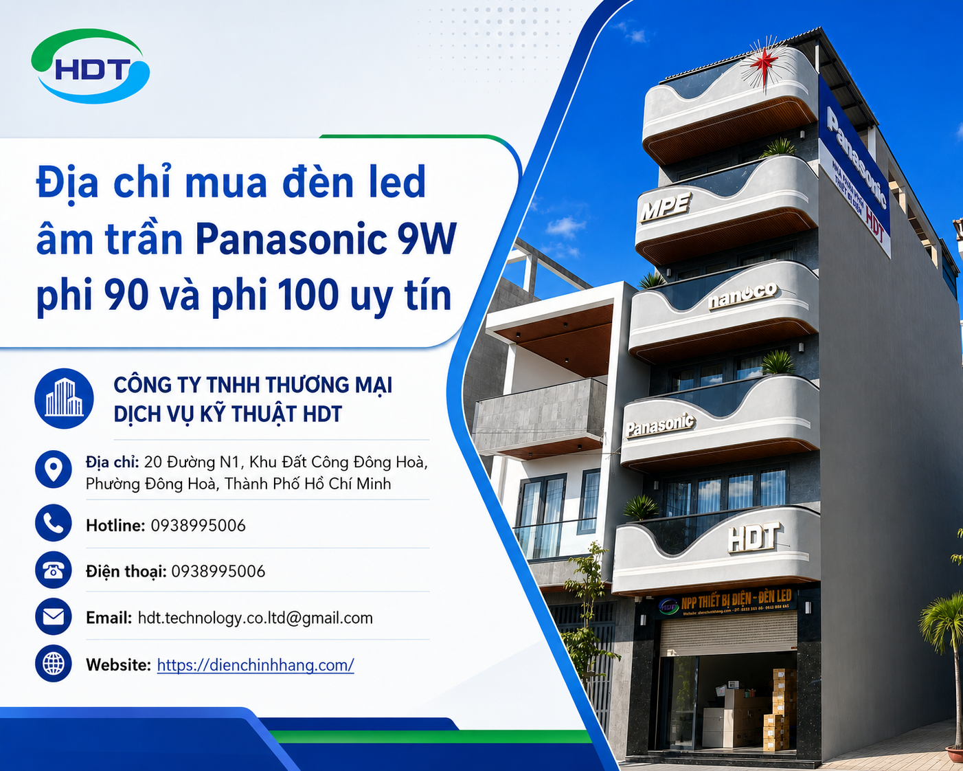 Đèn led âm trần Panasonic 9W phi 90 và phi 100 khác nhau thế nào?
