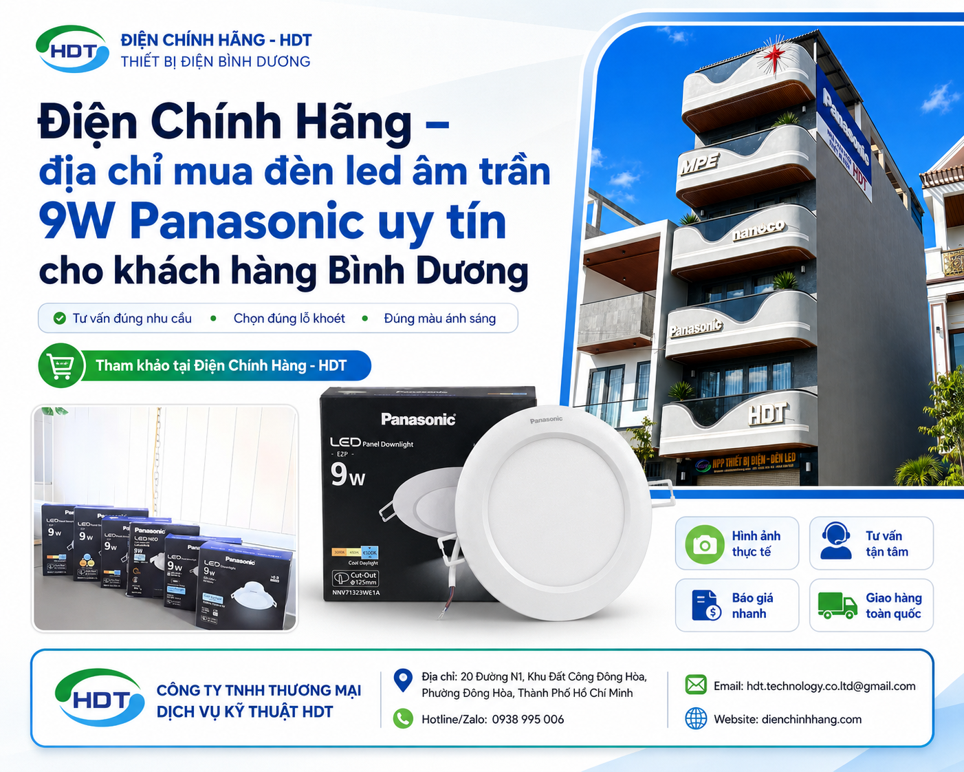 Mua đèn led âm trần 9W Panasonic chính hãng ở đâu uy tín tại Bình Dương?