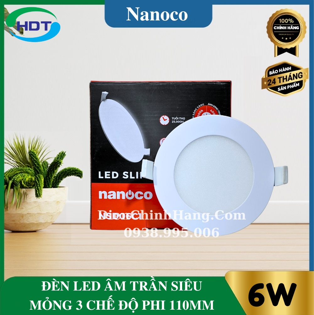 Đèn âm trần siêu mỏng đổi màu Nanoco 6W NSD06C1