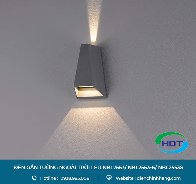 Đèn gắn tường ngoài trời LED Nanoco hình nón 9W màu xám bạc NBL2553S