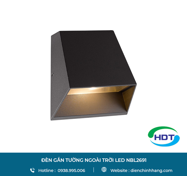 Đèn gắn tường ngoài trời LED Nanoco hình thang cân 7W NBL2691/ NBL2691S
