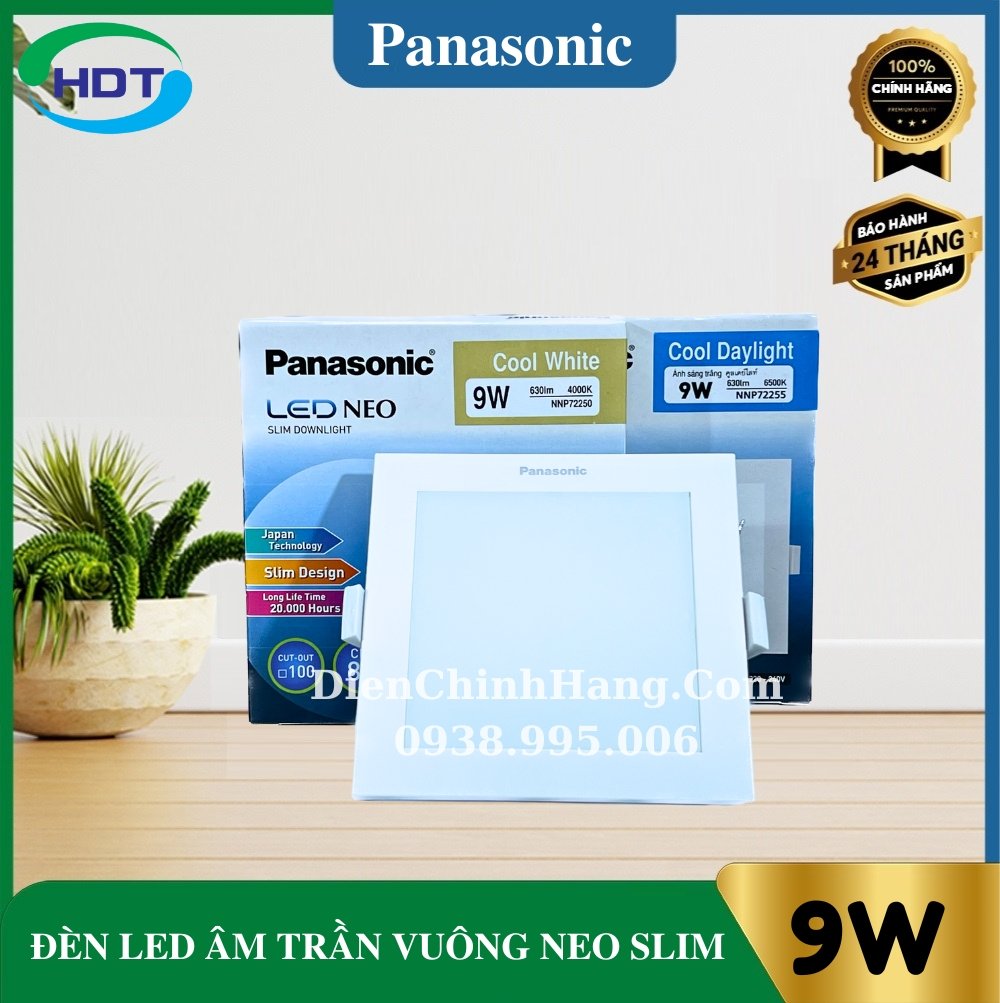 Đèn LED âm trần Panasonic Neo Slim NNP72254/  NNP72250/  NNP72255 vuông, 9w