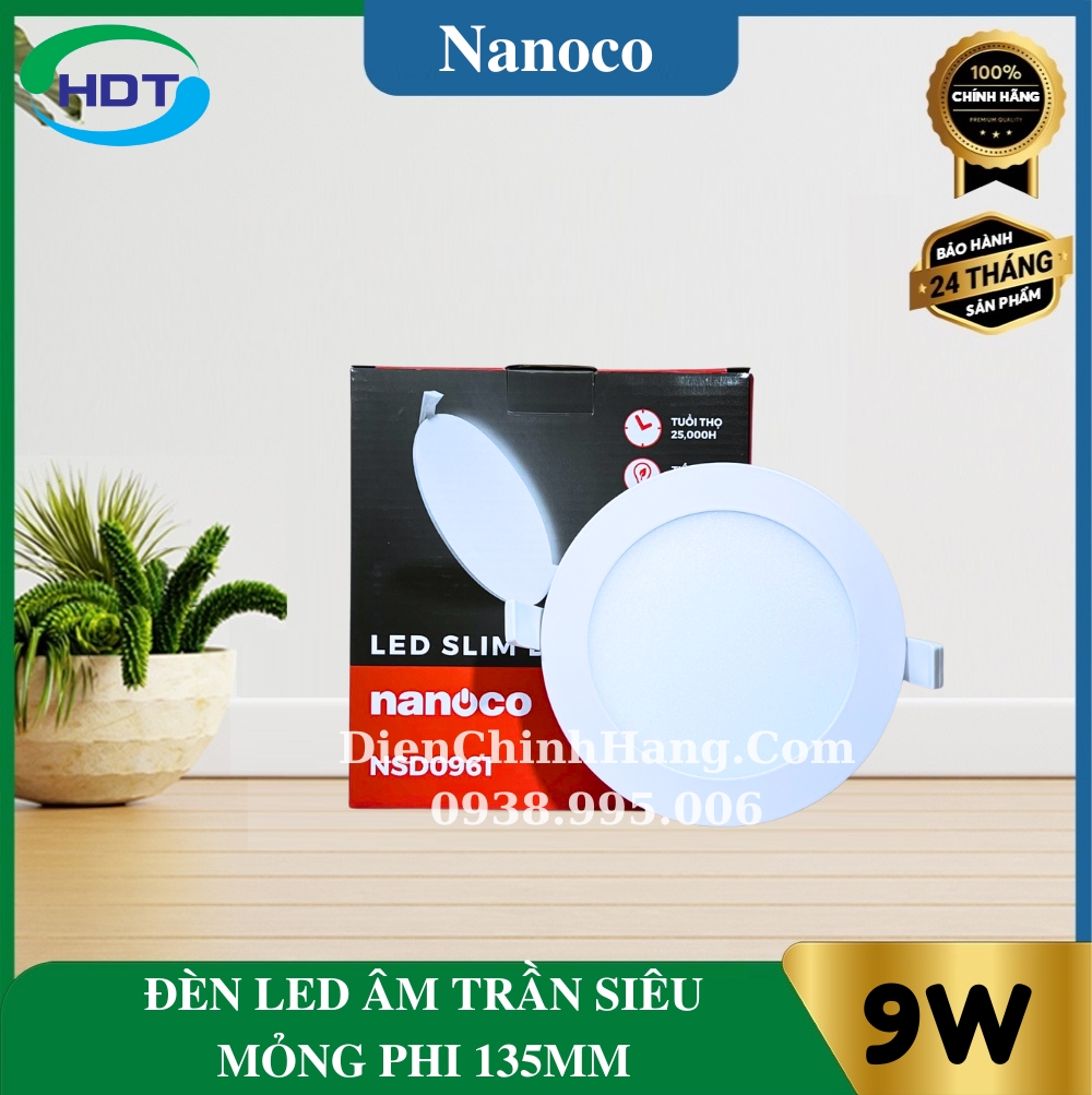 Đèn LED âm trần siêu mỏng Nanoco 9W NSD0961/ NSD0941/ NSD0931