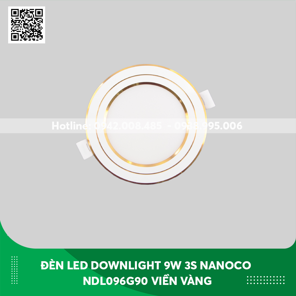 Đèn LED âm trần Nanoco 3S viền vàng 9w NDL093G90/ NDL094G90/ NDL096G90