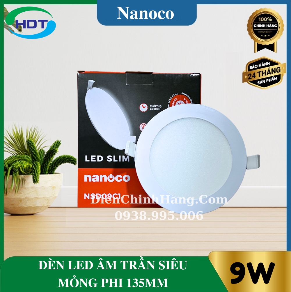 Đèn LED Downlight siêu mỏng đổi màu Nanoco 9W NSD09C1