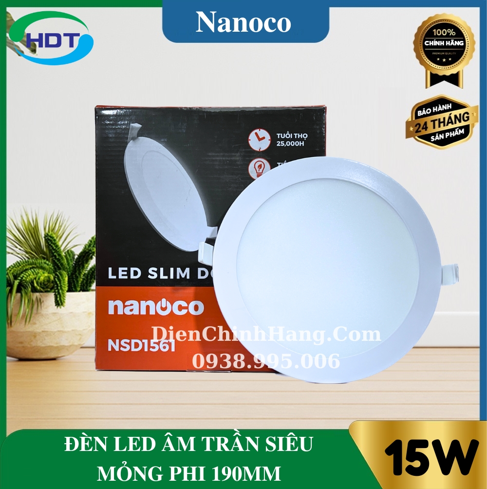 Đèn LED âm trần siêu mỏng Nanoco 15W NSD1531/ NSD1541/ NSD1561