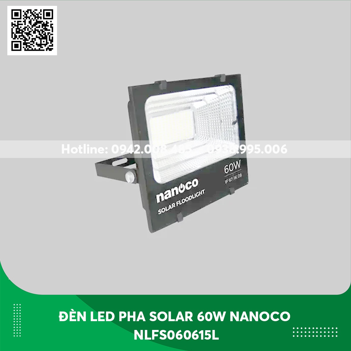Đèn led pha Solar 60W Nanoco NLFS060615L IP67 ánh sáng trắng