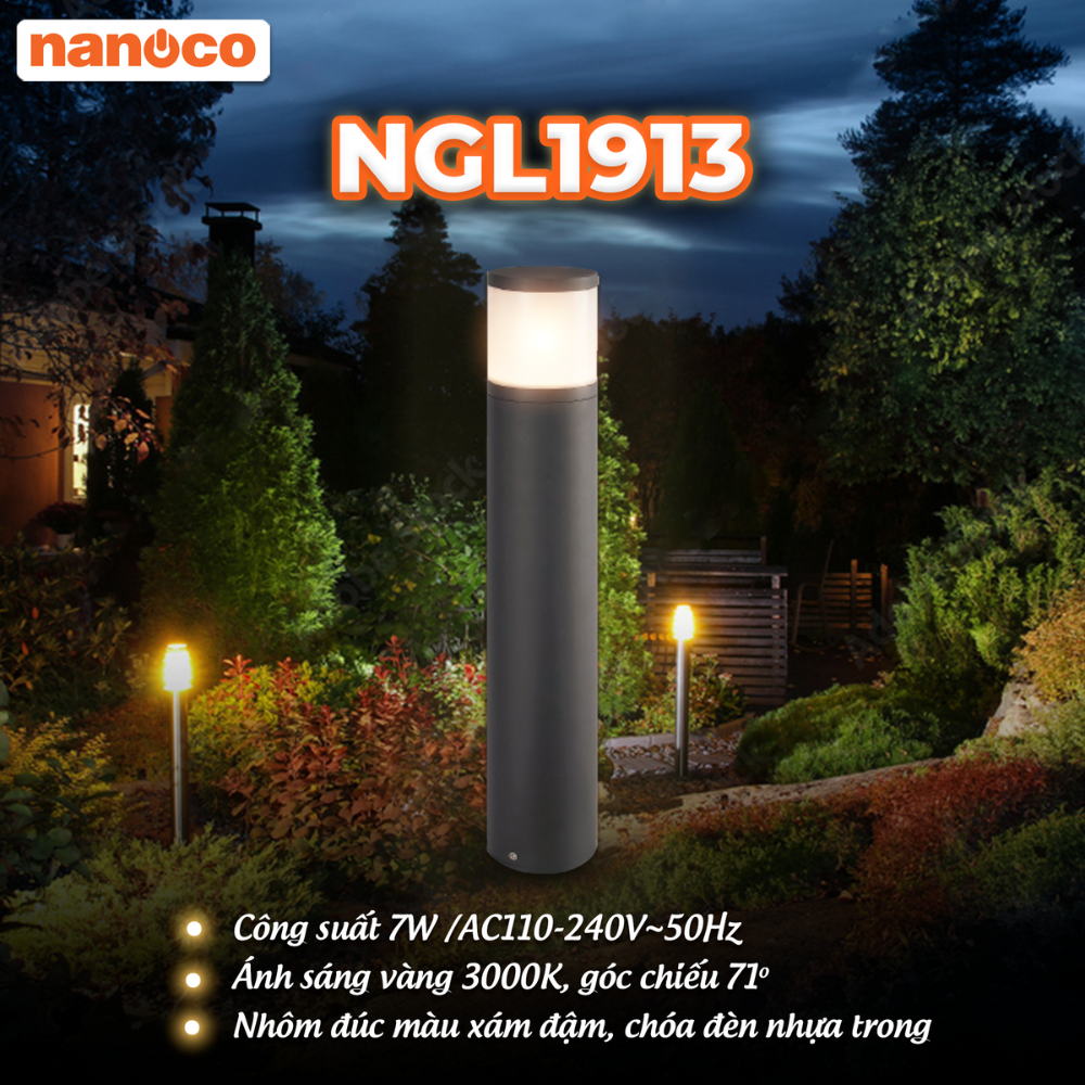 Đèn sân vườn trụ LED Nanoco 7W NGL1913